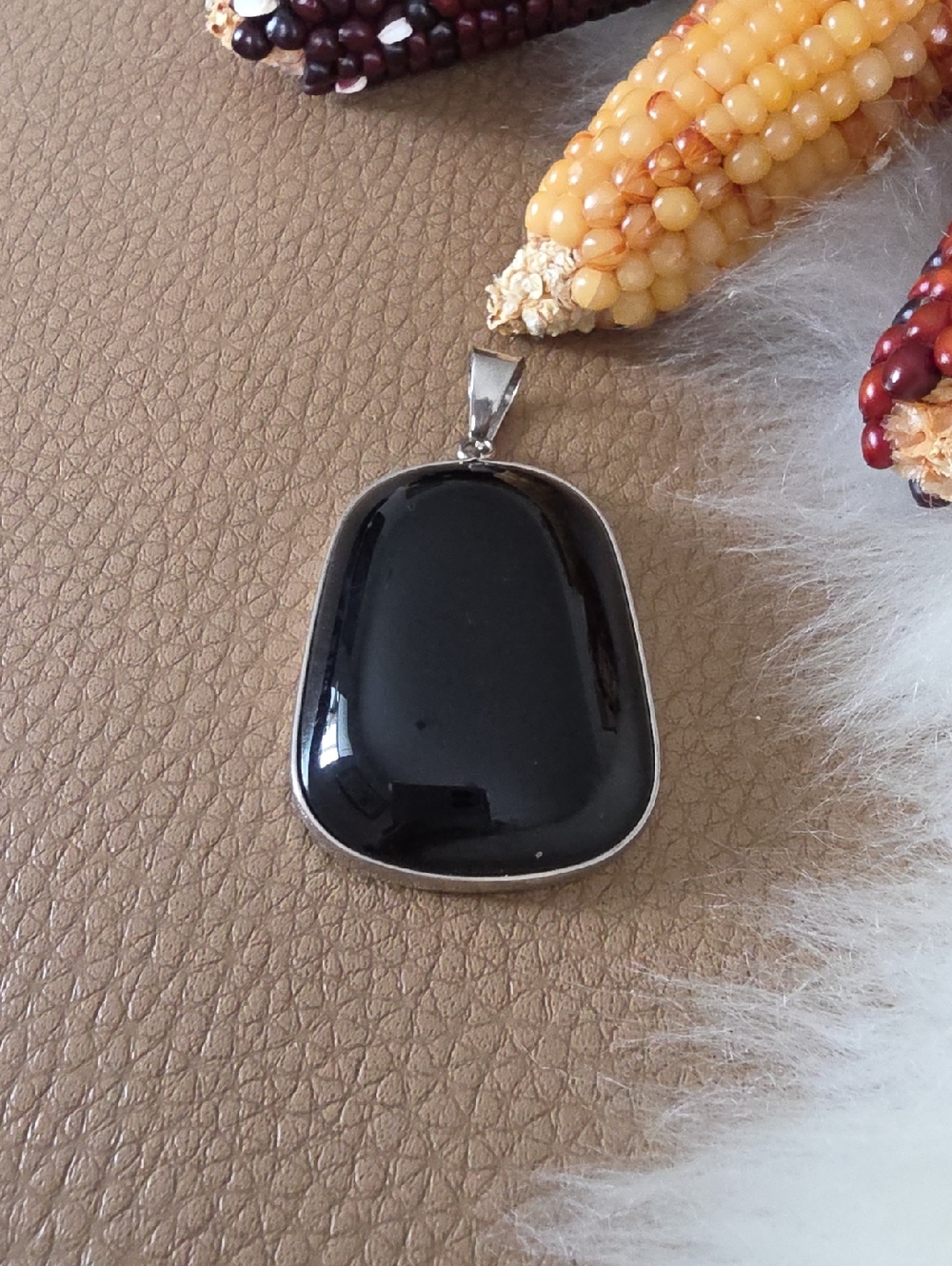 Gorgeous Native American Navajo Vintage Onyx & Sterling Pendant 🖤🩶🎁